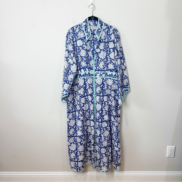 Sue Sartor Kimono Duster Blue Floral - Picture 1 of 10